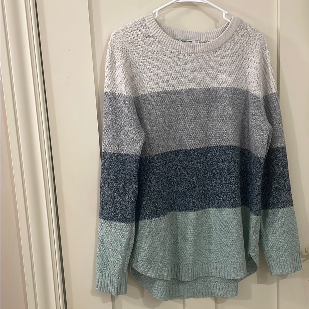 Women's Striped Sweater - Gray and Blue